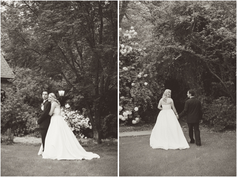 vintage garden wedding photography, black and white wedding portraits 