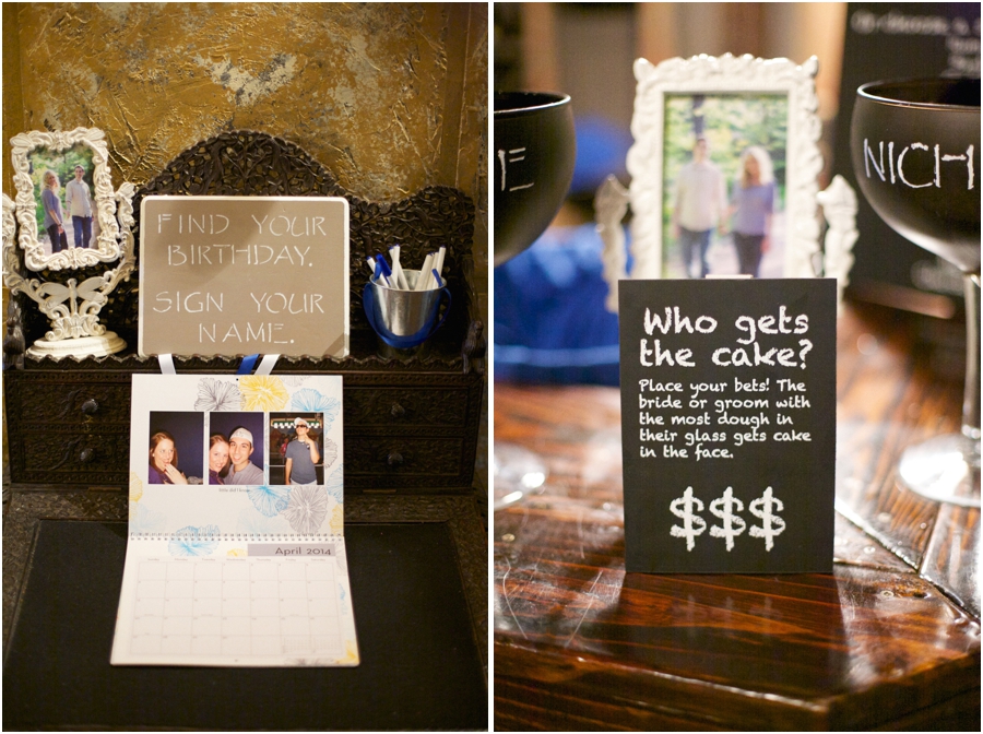 unique save the date ideas, guests sign their names on a personalized calendar, fun wedding reception ideas