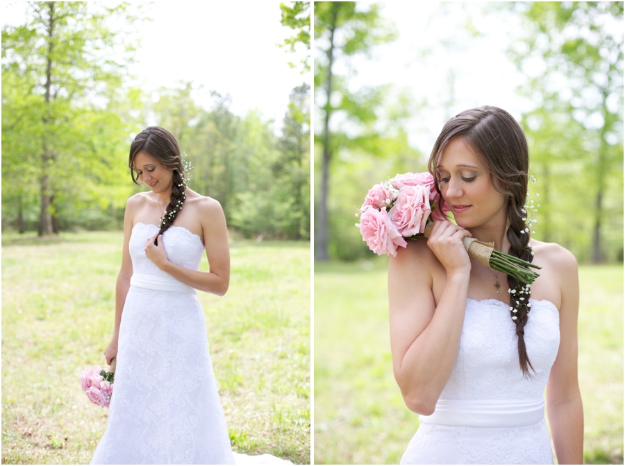 spring bridal photography, a beautiful bride with baby's breath tucked into her braid