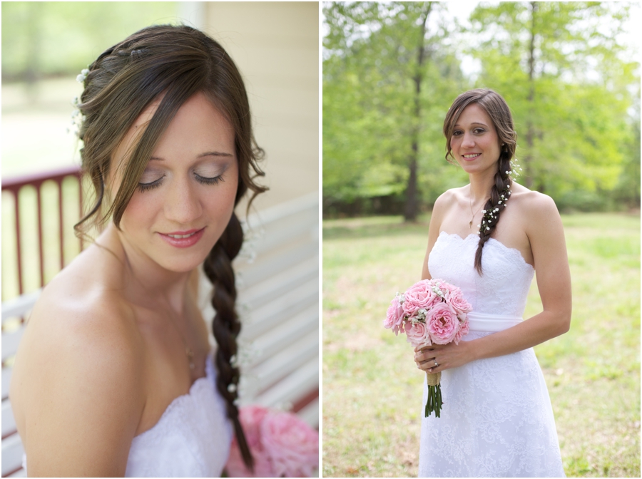 bridal braid with baby's breath done by Today's Hair, bridal makeup by Jeannie Albers 