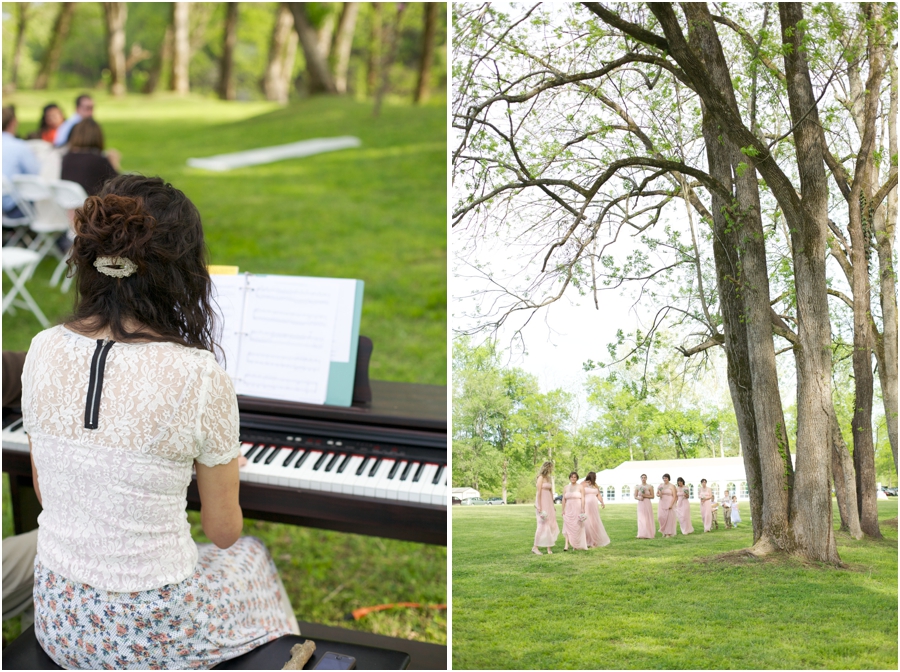 pianist at outdoor wedding, forest wedding photography, spring wedding photographers
