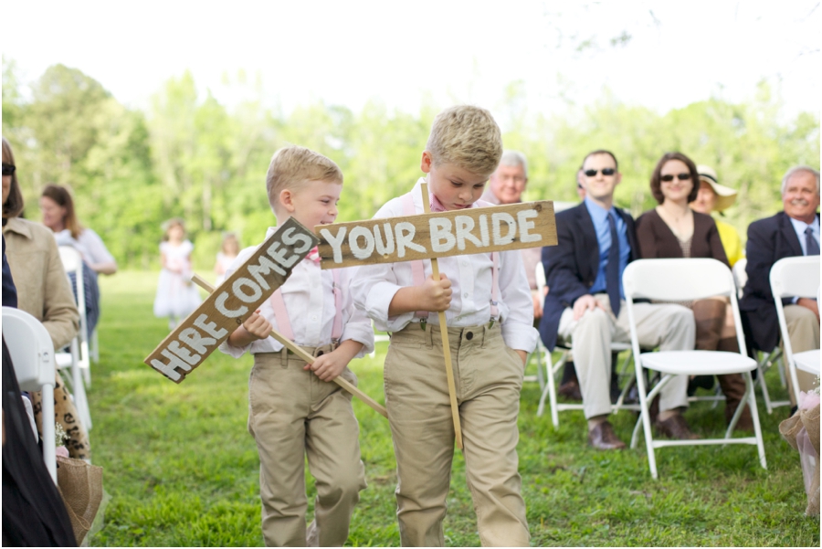 cute sign bearers walking up the aisle, rustic wedding inspiration, southern wedding photographers