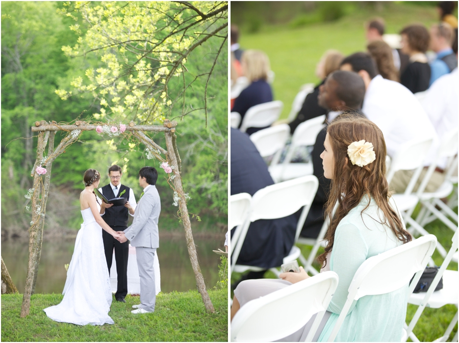 romantic spring wedding photography, guests at outdoor spring wedding