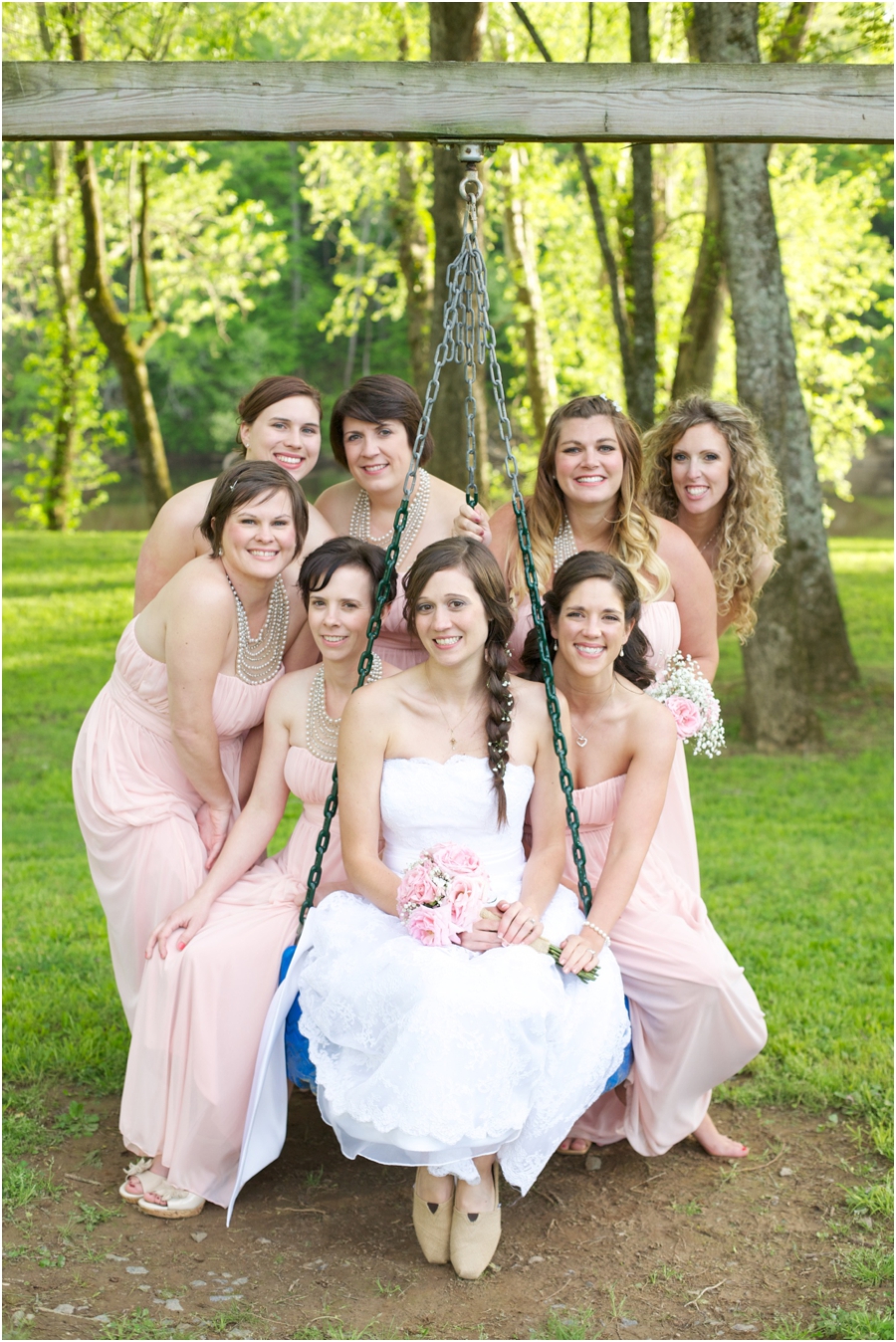 bridal party portraits, southern spring wedding photographers
