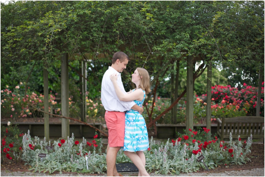 romantic garden engagement photography, raleigh nc