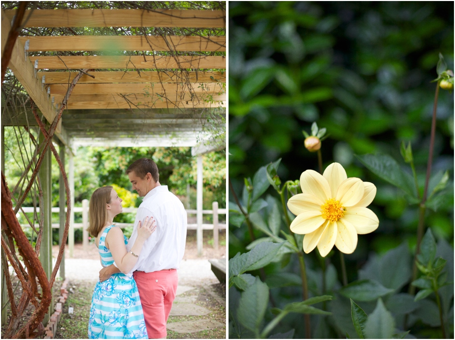 garden engagement photography, pretty yellow flowers
