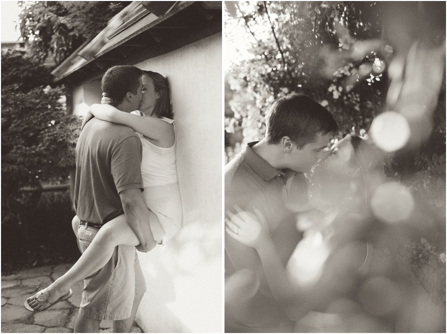 romantic vintage engagement photography, black and white engagement photography