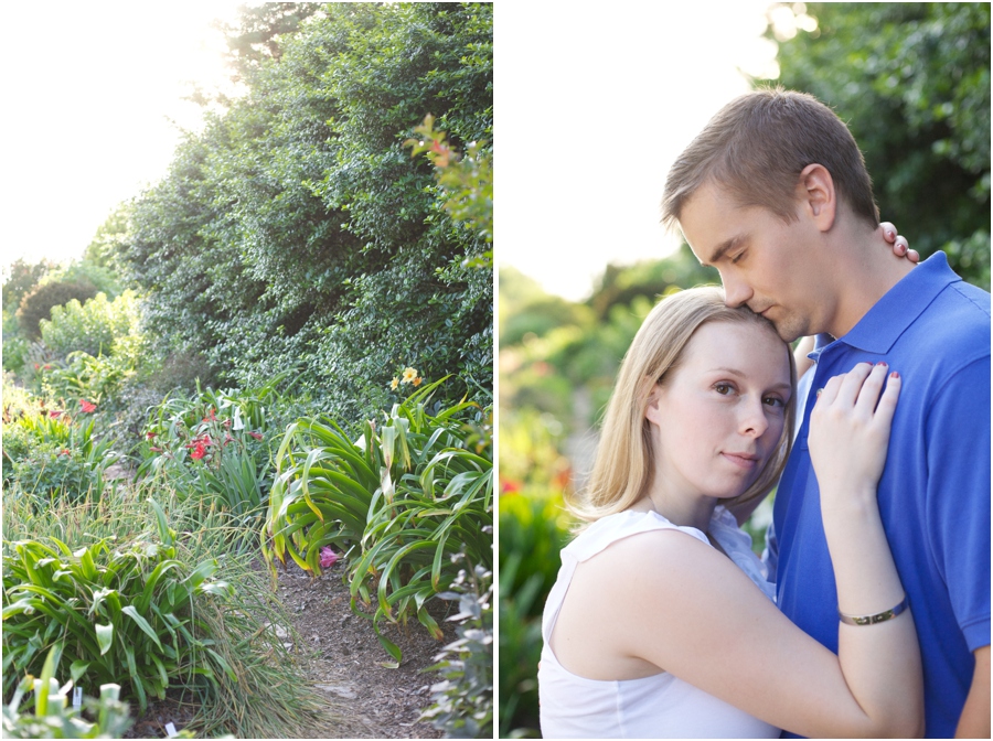 north carolina garden photography, romantic outdoor engagement photographers
