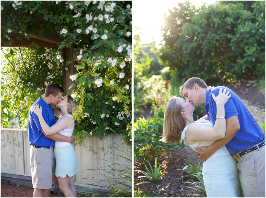 romantic garden engagement photography, summer engagement photography