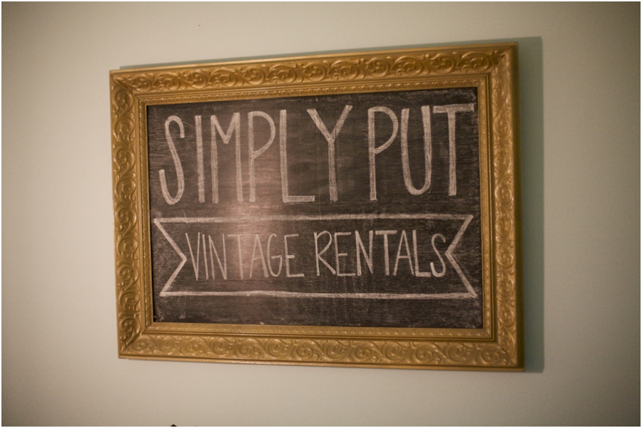 gold framed chalkboard, simply put vintage rentals