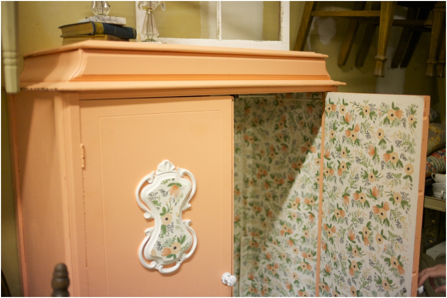 vintage furniture rentals, vintage peach wardrobe, simply put vintage rentals, vintage wedding photographers
