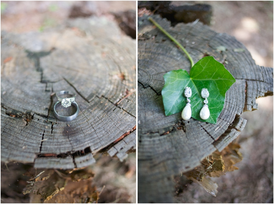 rustic ringshot photography, rings on an old stump, bridal jewelry photography 