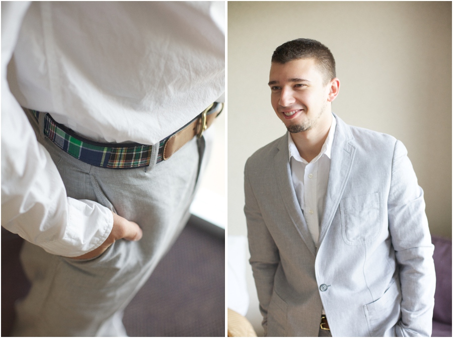 groom wearing plaid belt, groom portrait photography