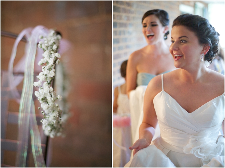 baby's breath and ribbon crown, winston salem nc wedding photography