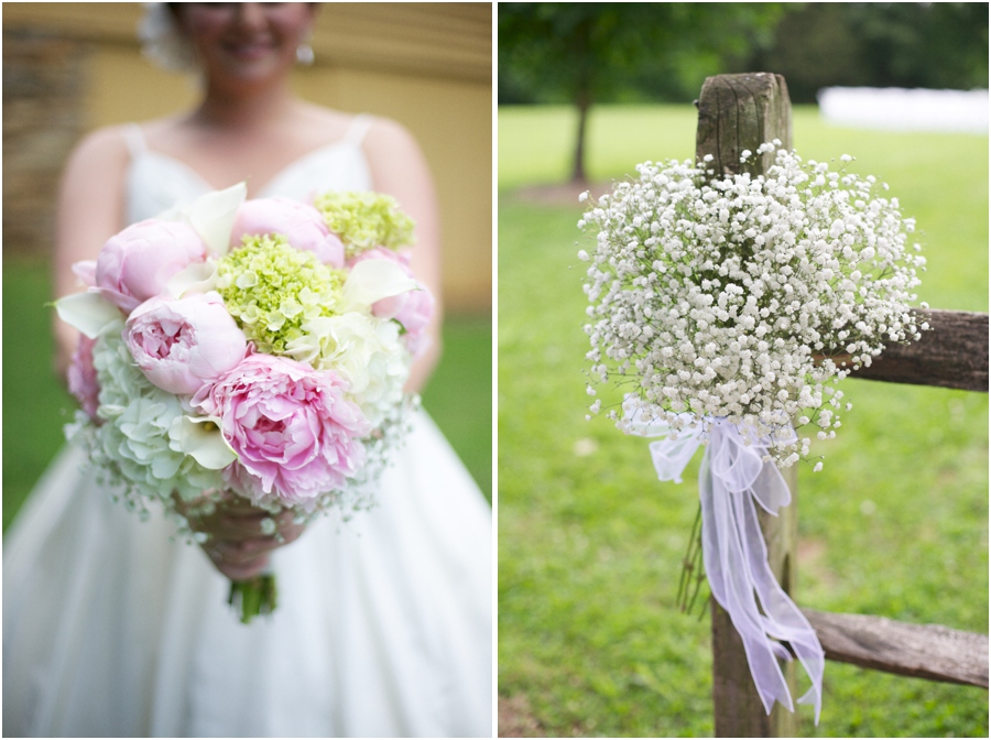 fresh bridal bouquet with peonies, hydrangea, calla lilies, and baby's breath, fresh baby's breath wedding decor, rustic wedding photography 