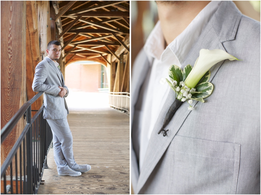 southern groom's portraits, unique boutonnieres, old salem wedding photography