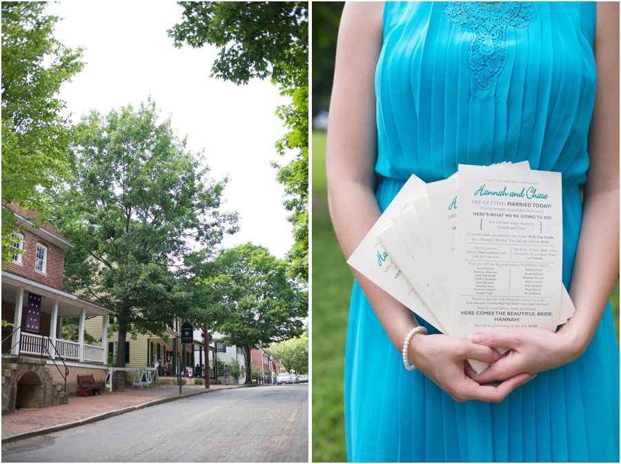 old salem wedding photography, guest holding fun informal wedding programs