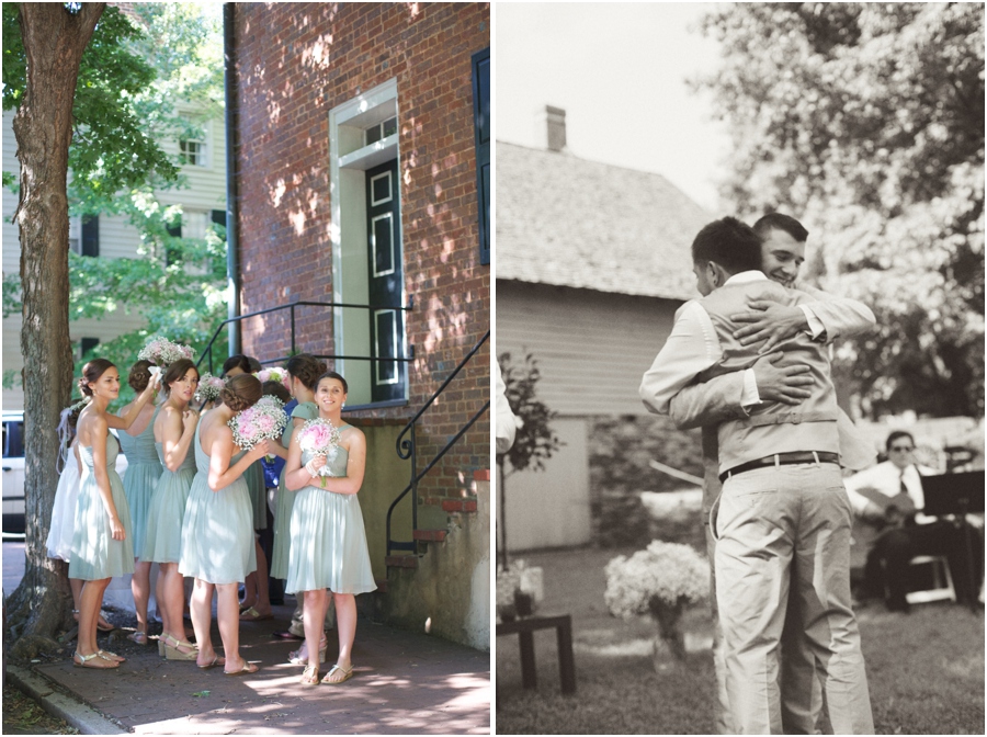 bridesmaids in old salem, vintage old salem wedding photography