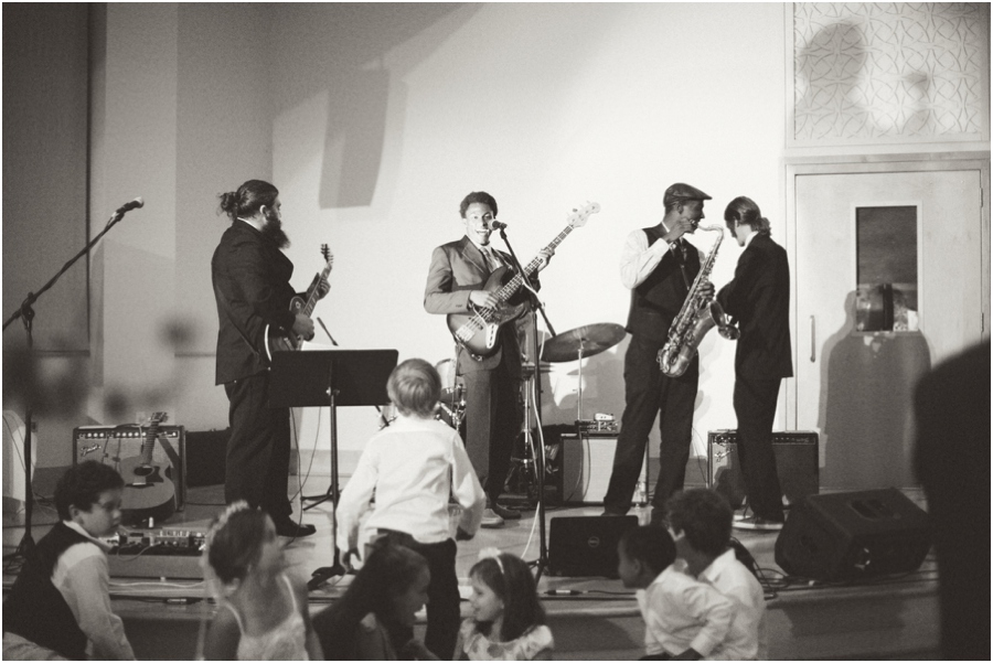 Fruit Smoothie Trio Band playing at old salem wedding reception, vintage wedding photographers