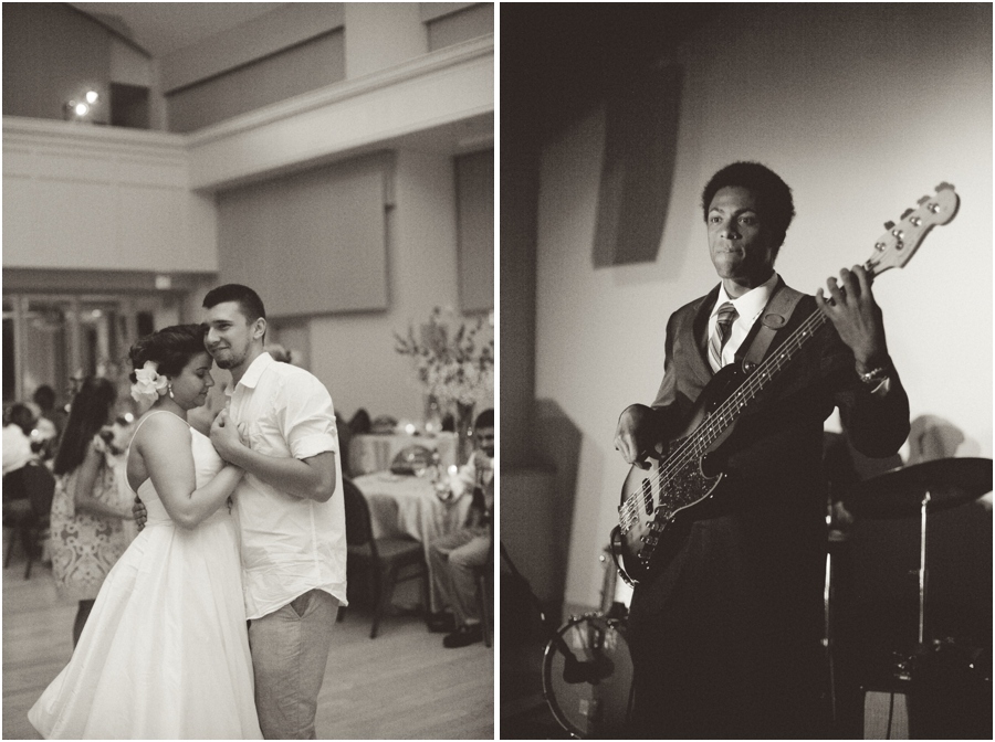 bride and groom dancing, romantic wedding reception photography, guitarist from Fruit Smoothie Trio Band