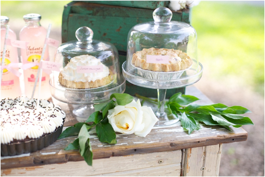 assorted pies at southern bridal luncheon, vintage wedding photographers