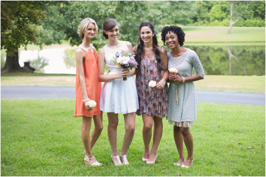 summer wedding photography, southern bridesmaids, vintage bridal luncheon