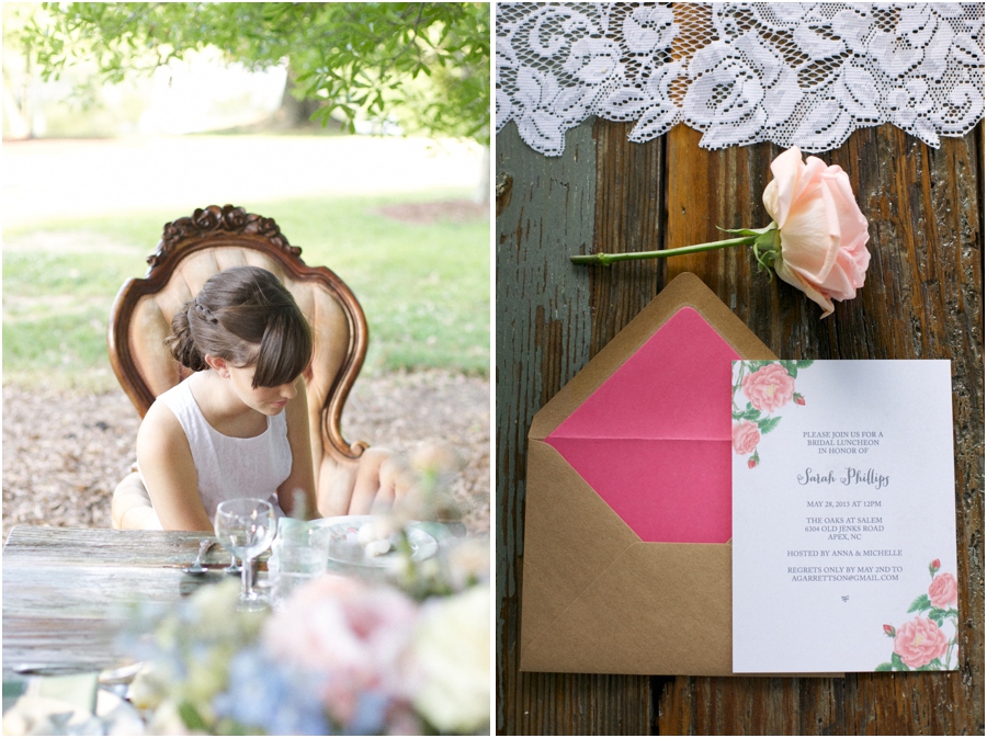 bride at southern bridal luncheon,  pretty invites from Crafty Pie Press