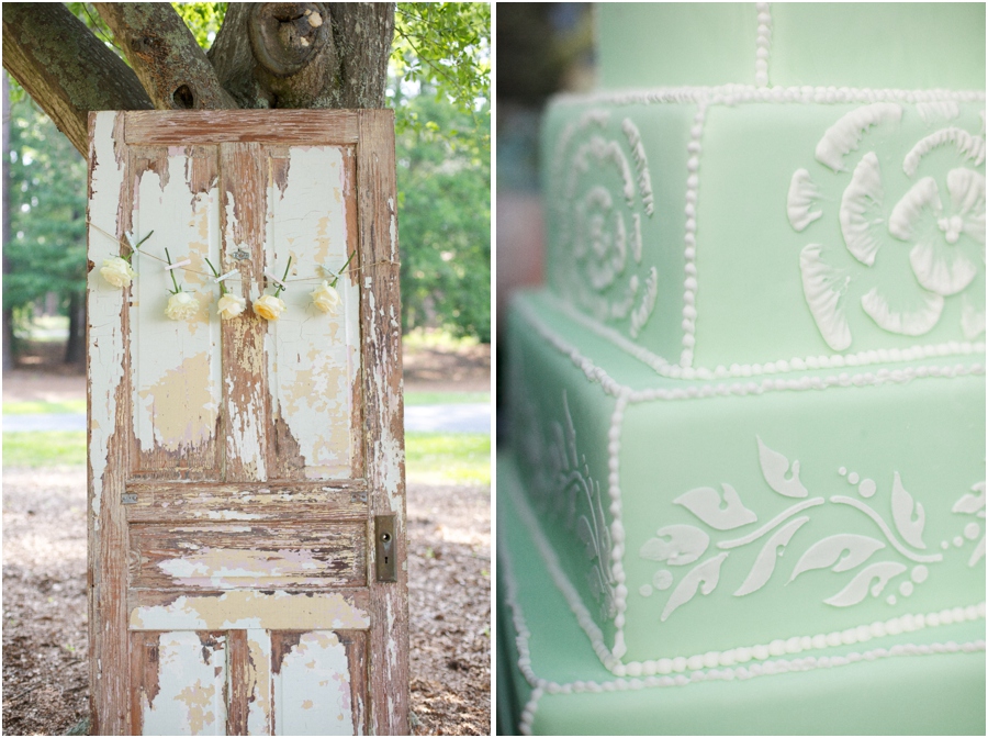 vintage door photobooth, mint green wedding cake by Linacucina, rustic wedding photography