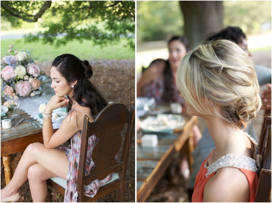 summer wedding photography, bridesmaid hairstyles, southern bridal photography