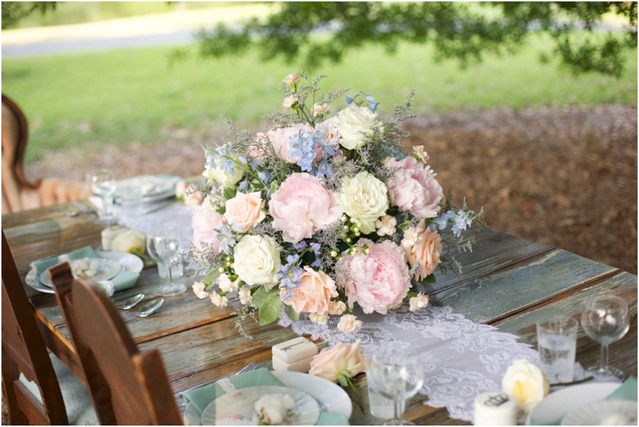 beautiful fresh floral centerpiece from Embellished Blooms, southern bridal photography