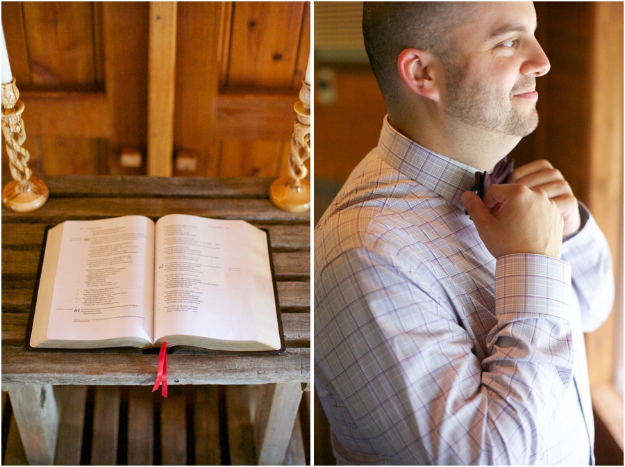 rustic wedding photography, groom getting ready 