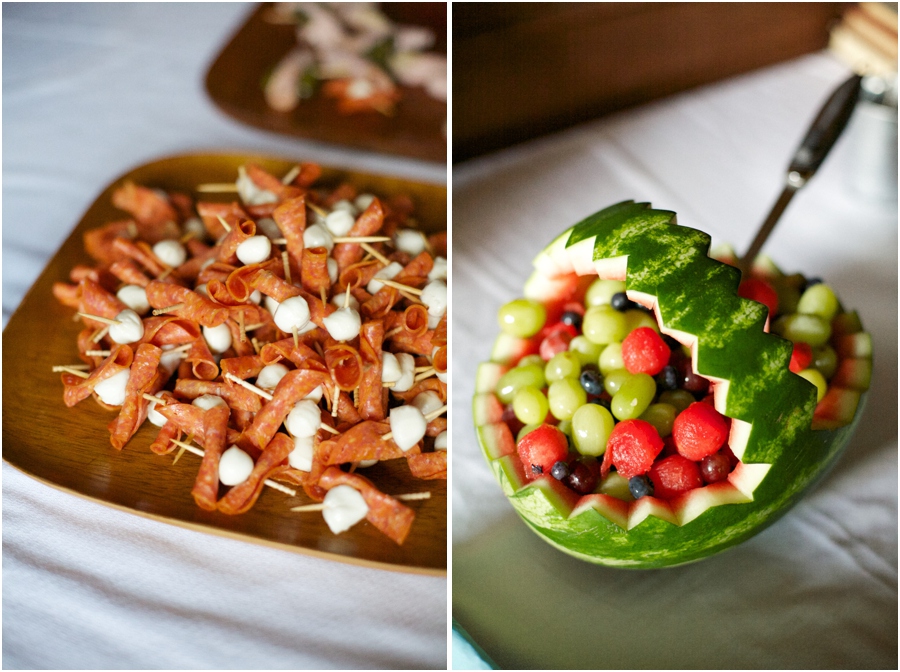 colorful appetizers at wedding reception, southern wedding photography, raleigh nc
