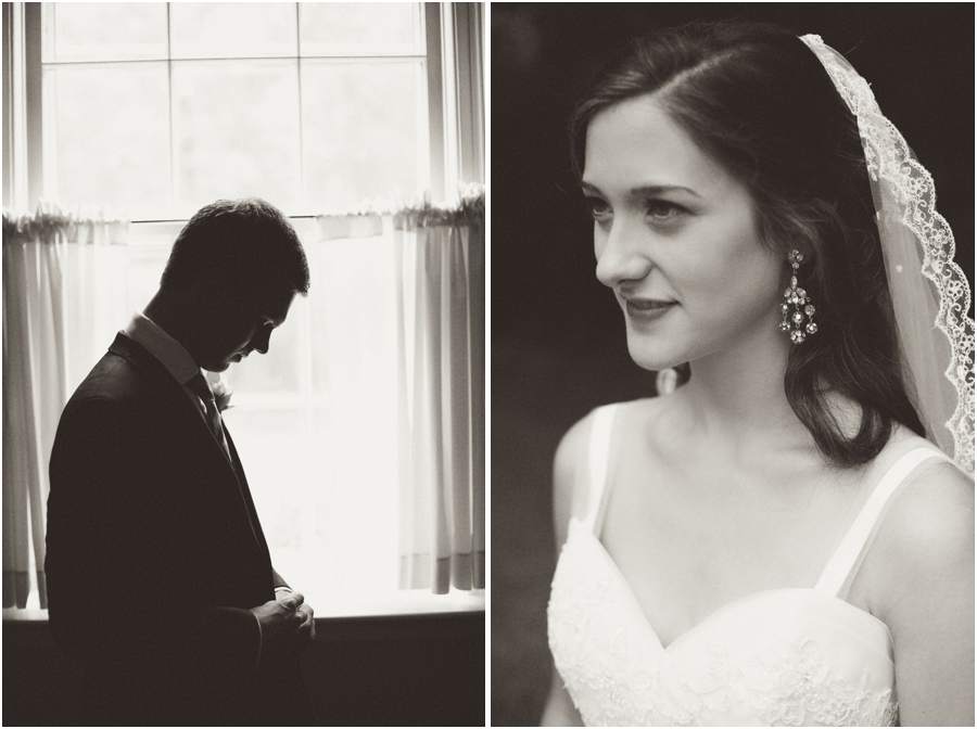 vintage wedding portrait photography, bride and groom before the wedding, black and white wedding photography