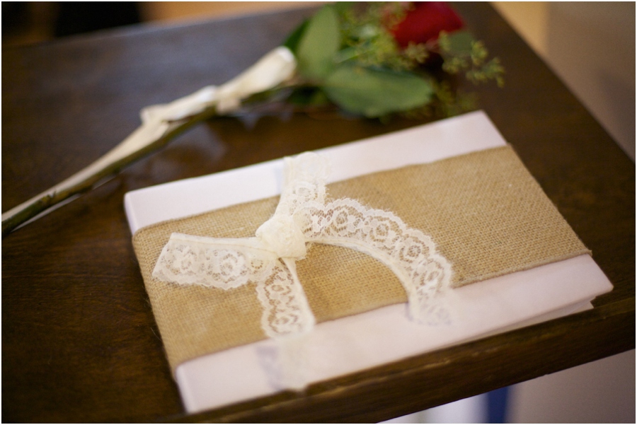 guest book with burlap and lace, vintage wedding photography, raleigh nc