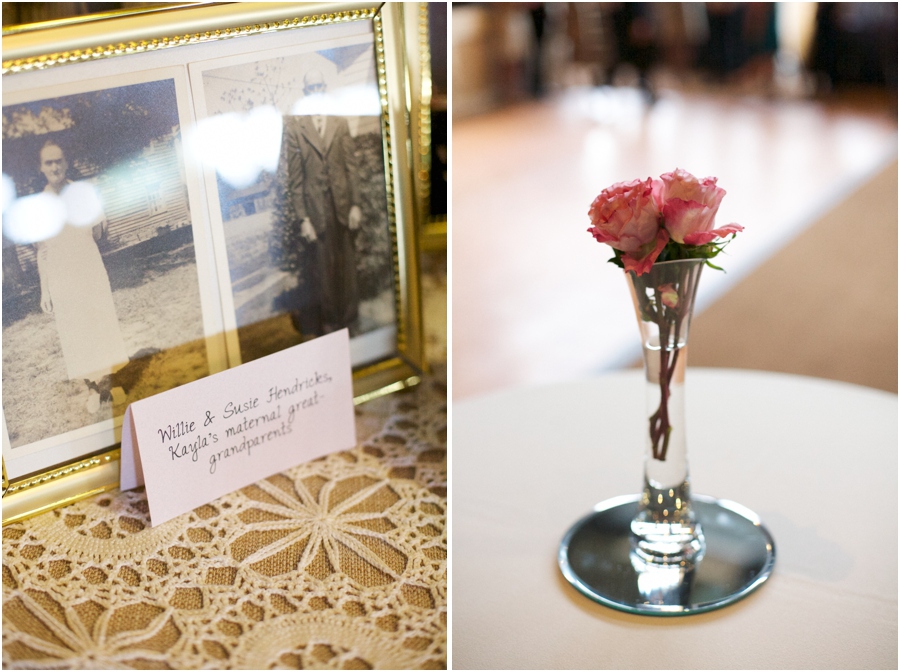 old photos of bride's grandparents, simple wedding reception centerpieces