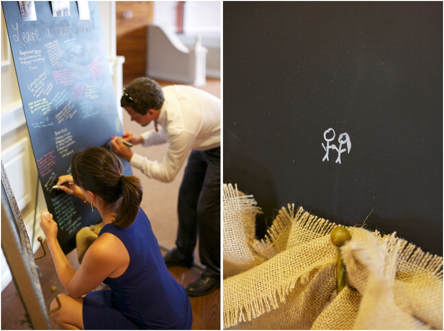 guests leaving notes on chalkboard guestbook, southern wedding inspiration