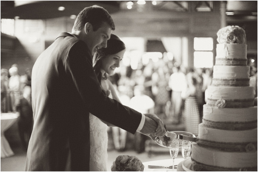 bride and groom cutting the cake, vintage wedding photographers, raleigh nc