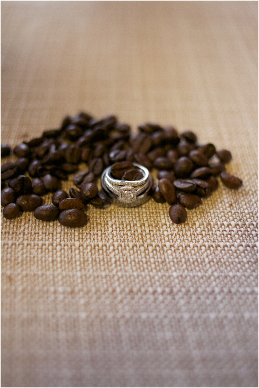 rustic ring shots, coffee bean ring shot, southern wedding photographers