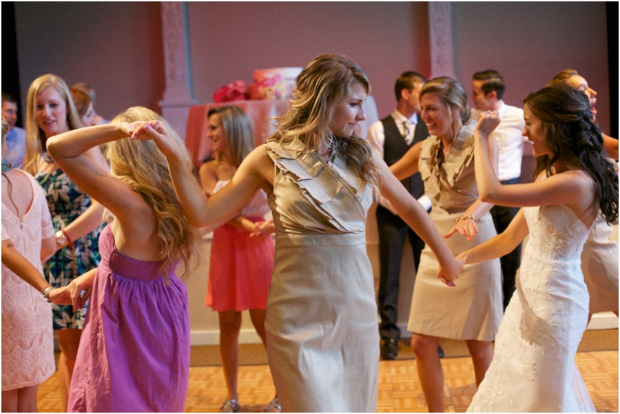 bridesmaids dancing, southern wedding photography, raleigh nc