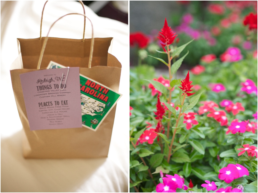 goodie bags for guests filled with local treats, southern wedding photography, raleigh nc