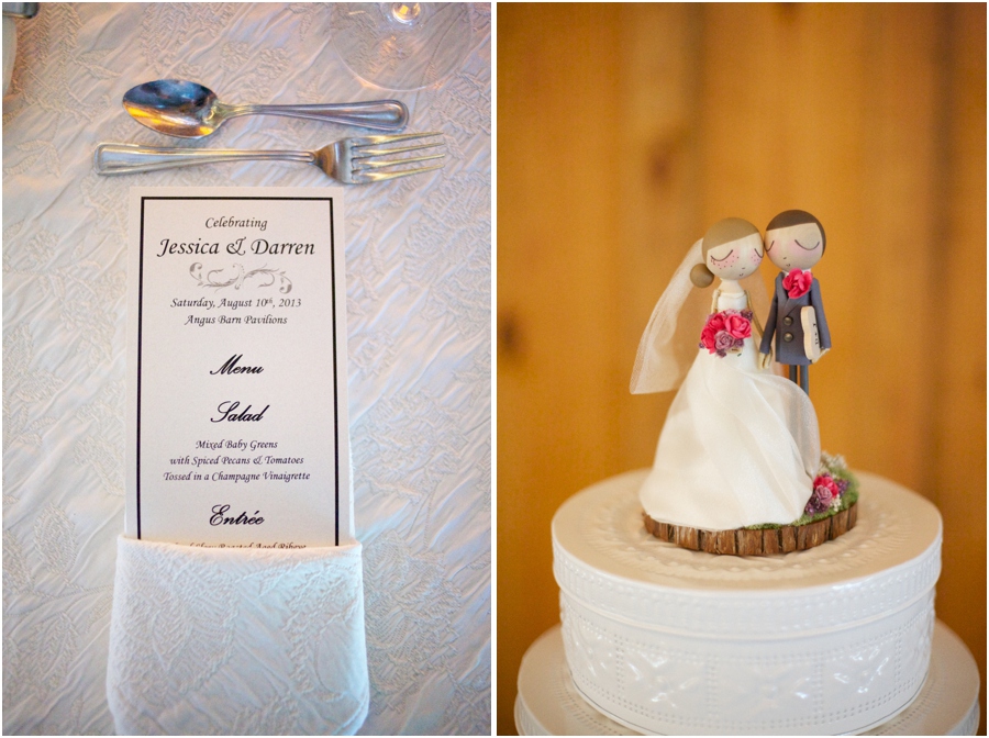 angus barn reception menu, cute wedding cake topper