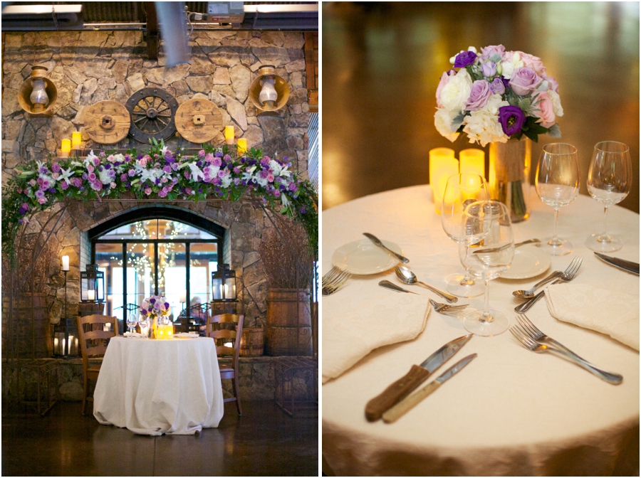 bride and groom's table at angus barn wedding reception, elegant wedding reception table settings