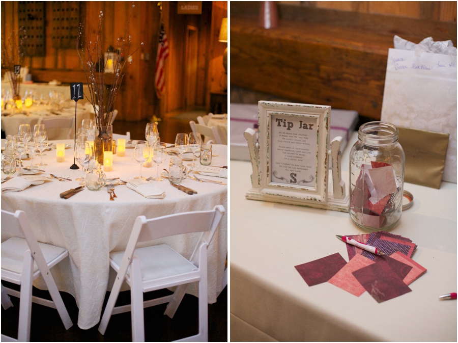 angus barn wedding reception, a tip jar for guests to put advice and well wishes for the couple