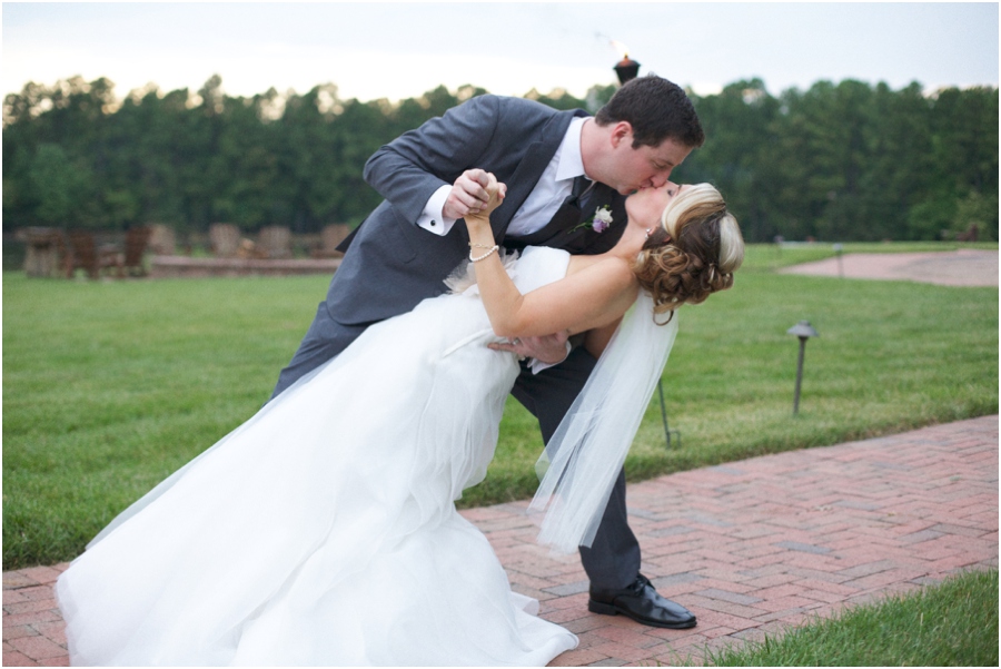 romantic dip-kiss, southern wedding photographers
