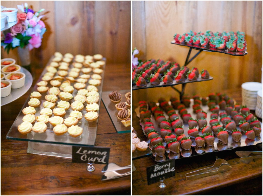 southern wedding reception treats, lemon curd and berry mousse 