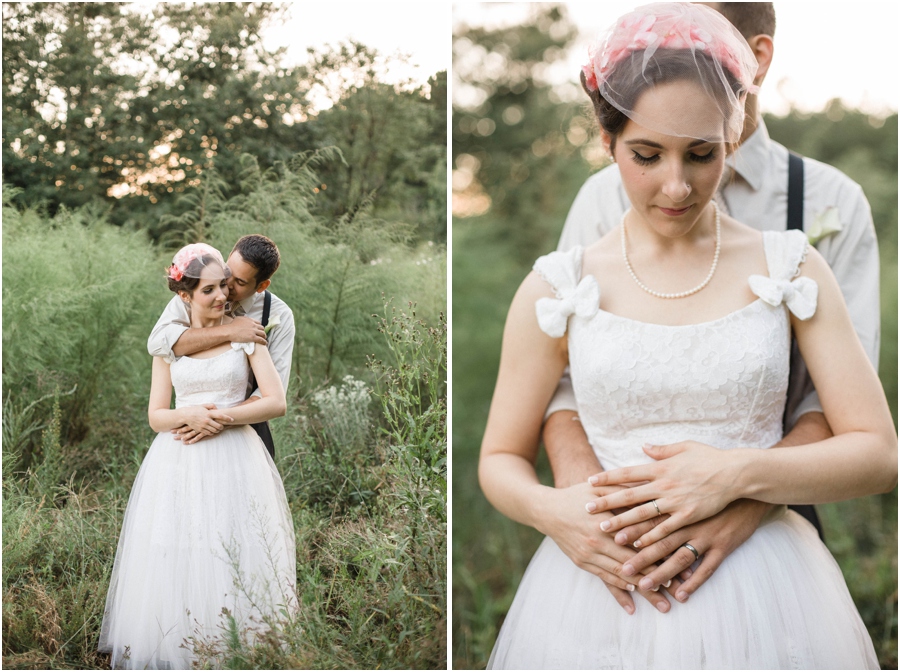 romantic vintage wedding photography, bride with cap veil 