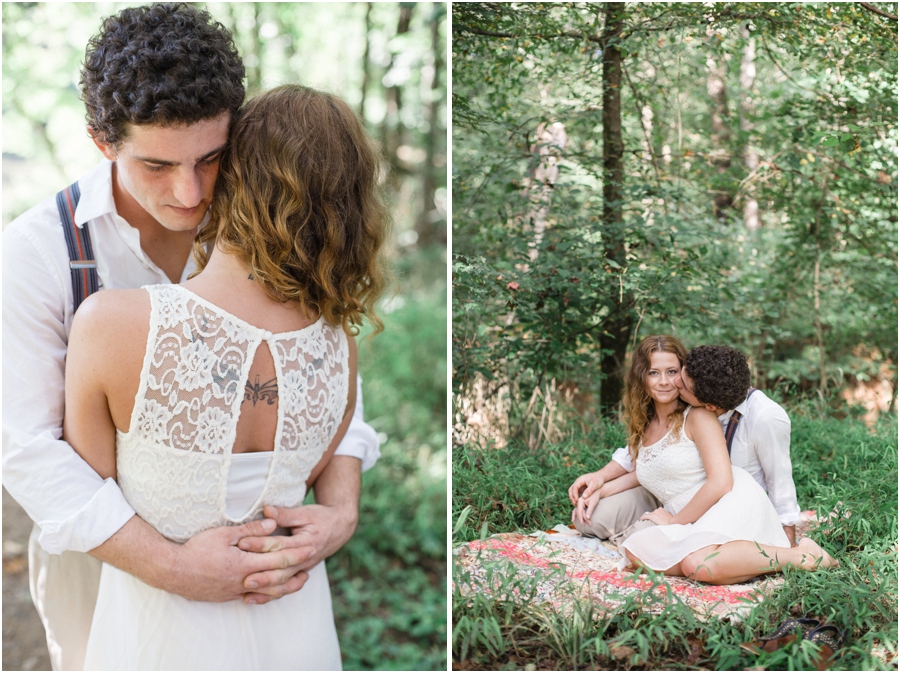 romantic modern vintage photography, bohemian picnic engagement
