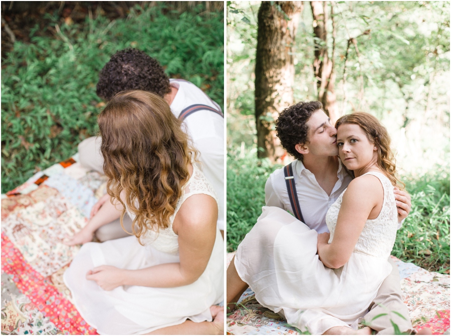 romantic picnic engagement, bohemian engagement photography