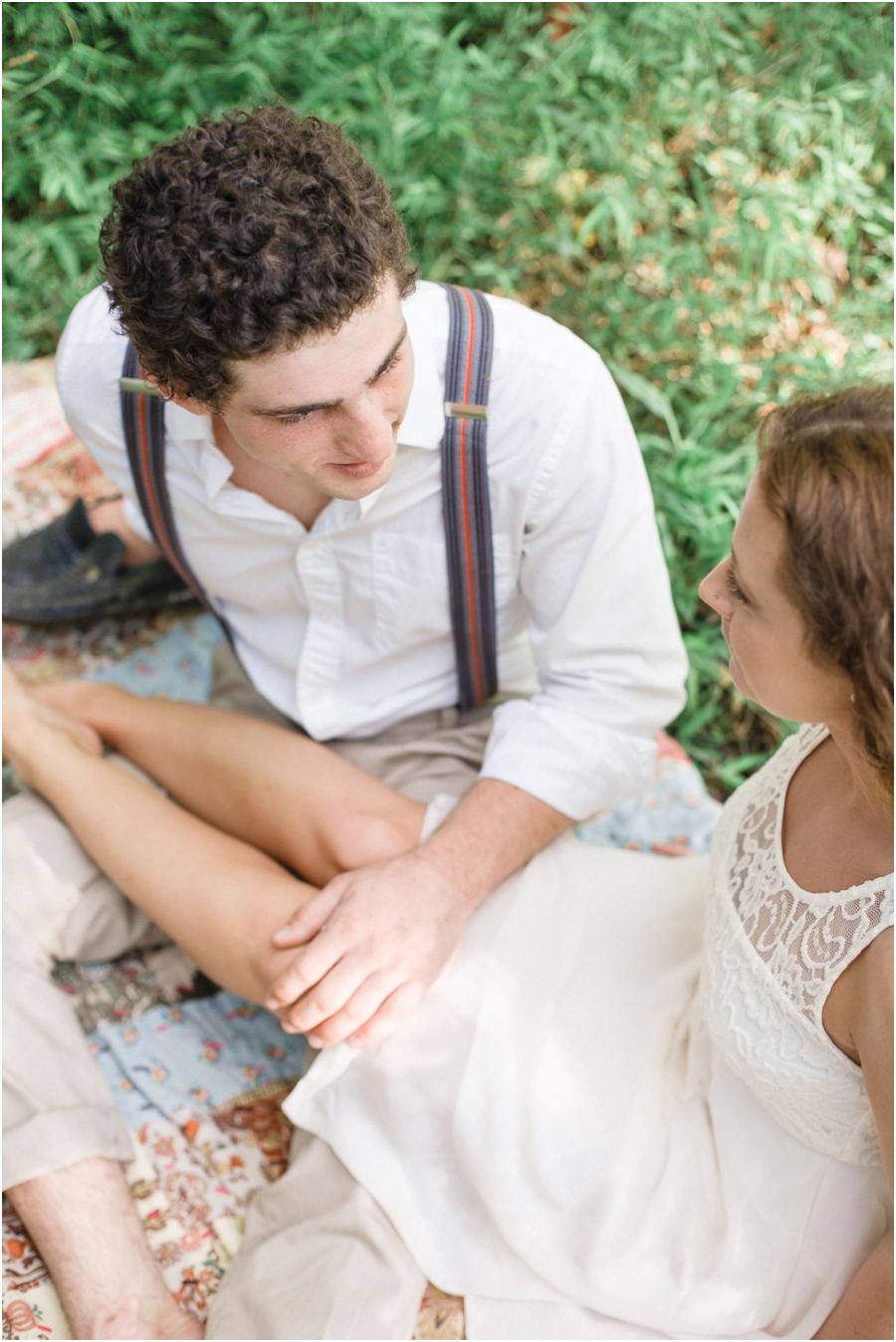 romantic bohemian picnic, vintage engagement photographers