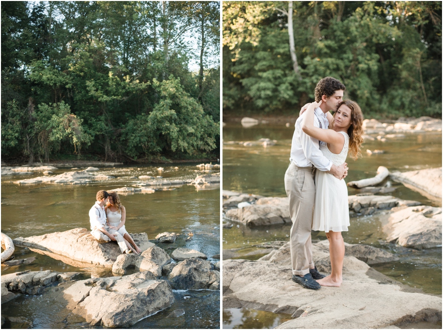 romantic river engagement photography, bohemian engagement photographers